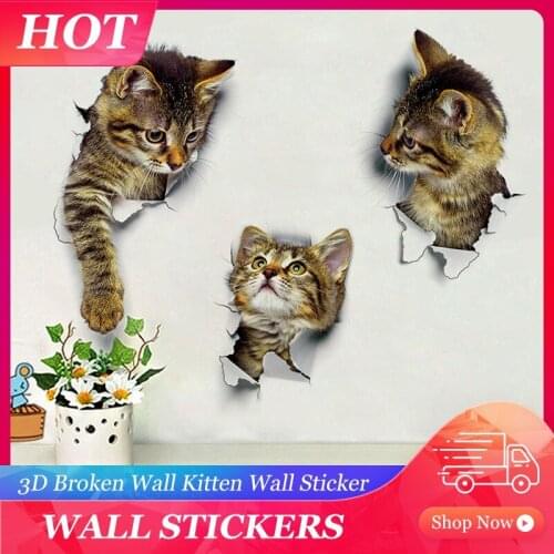Wall Toilet Stickers Cartoon Cat Decals Art Waterproof Removable 3D DIY Decor Wall Sticker Mural DIY Home Bathroom Decoration