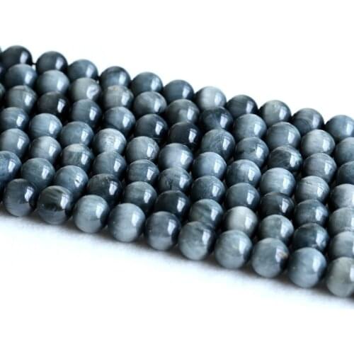 Natural Genuine Gray Falcons Eye Eagle Eye Stone Semi-precious stones Round Loose Beads 12mm 15" 05206