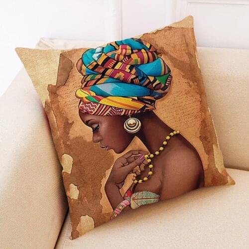 Cushion Cover African Women Pillowcase hrow Pillow Covers Square Seat Car Decor Office Наволочки Декоративные 2021 New наволочка