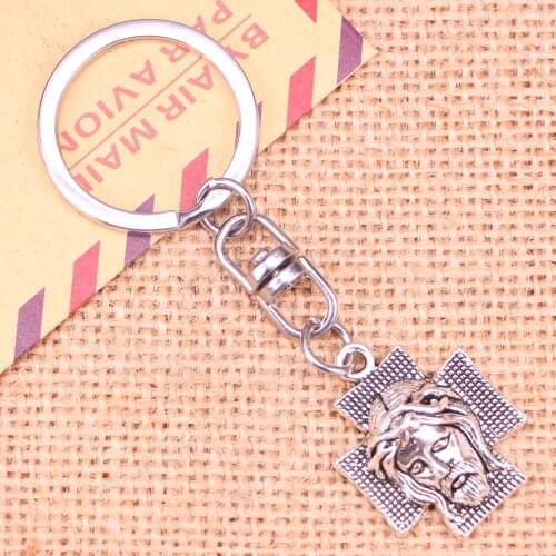 New Fashion Keychain 28*22 mm cross jesus Pendants DIY Men Jewelry Car Key Chain Ring Holder Souvenir For Gift