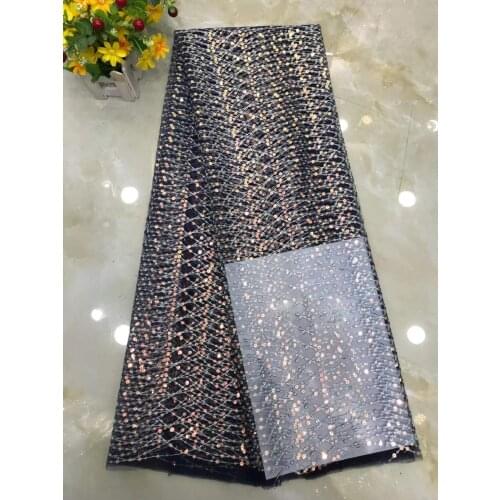 New arrivals African velvet sequined lace fabric 2021 high quality lace Nigeria French mesh lace fabric 5 yards for dress A3116