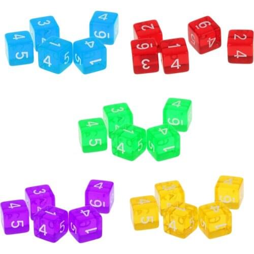 New 5 Colors Gem Muti Sided Digital Dices Set of 5 D6 D&D TRPG Roleplay Fun Family Club Pub Games Gift for TRPG Game Lovers