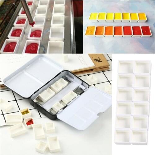 50/100 Pcs Watercolor Paint Pan Plastic Empty Watercolor Half Pans For Painting Watercolor Pigment Packing Grid