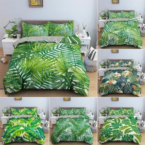 Tropical Leaves Duvet Cover Luxury Cozy Bedding Set King Queen Twin Bedclothes For Bedroom Quilt/Comforter Cover Home Decor