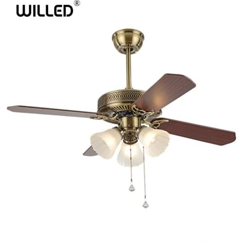 42 inch American Vintage Ceiling Fan With Lights Remote Control Ventilador De Techo 220 Volt Bedroom Light Lamp E27 Bulbs