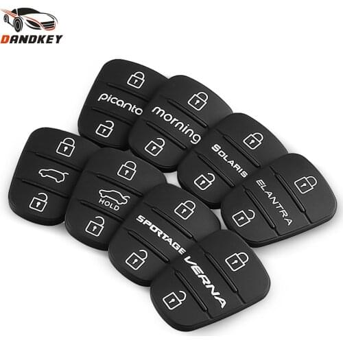 Dandkey Rubber Button Pad For Hyundai Solaris Picanto Elantra For Kia RIO HOLD Verna Sportage Flip Remote Key Shell Blank Case