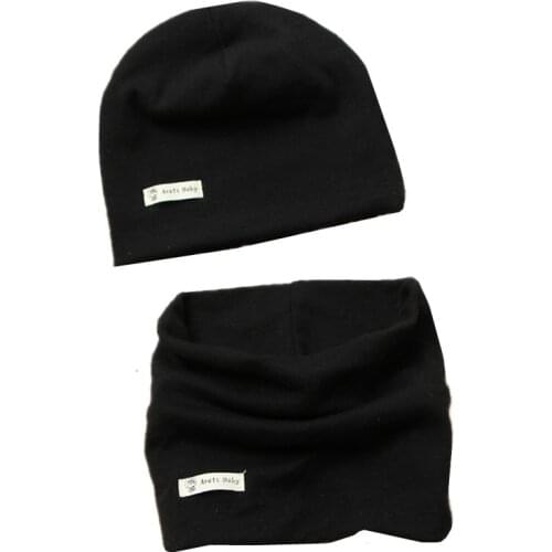 New Fashion Winter Baby Cap Set Cartoon Baby Head Cover Spring Warm Boys Neck Collar Kids Beanies Sets Cotton Children Hat Scarf