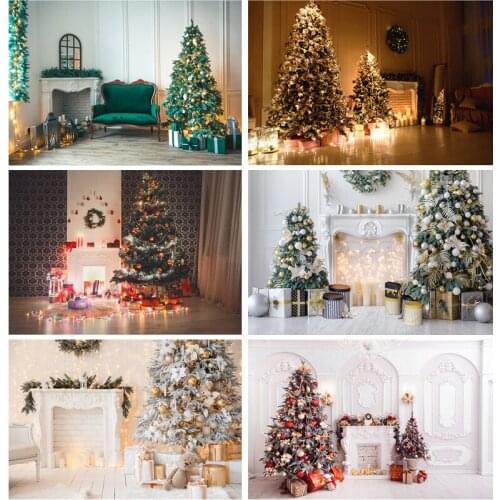 SHENGYONGBAO Christmas Theme Indoor Photography Background Christmas tree Fireplace Portrait Photo Backdrops 21712 YXSD-04
