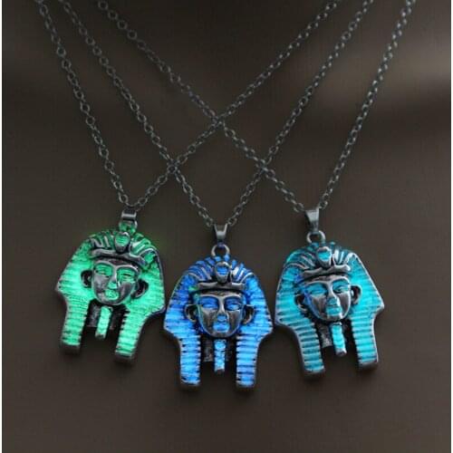 Mysterious Egyptian Pharaoh Luminous Necklace Halloween Pendant Necklaces Christmas Eve Party Jewelry Accessory Bijoux