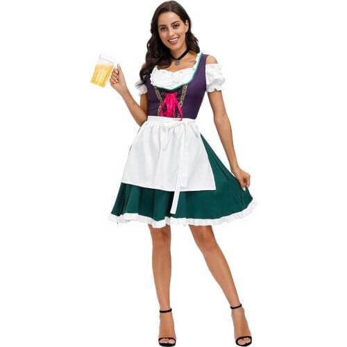 Oktoberfest In Munich, Germany Traditional National Costume Carnival Dress Dark Green Dress Maid Beer Girl