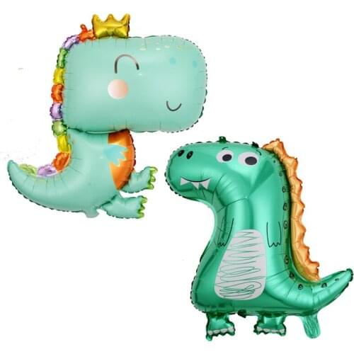 Green Cute Dinosaur Foil Balloon One Piece Aluminum Mylar Helium Baby Shower Balloons for Animal Theme Jungle Party Birthday