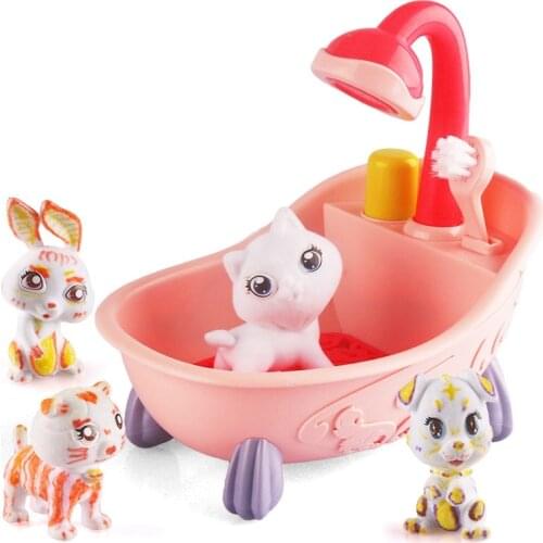 Diy Pet Painting Doodle Pet Frosted Animal Toy Set Come and Bathe Your Pet Graffiti Handmade Toy for Children Gifts