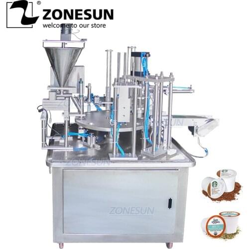 ZONESUN ZS-GF900C Automatic Filling Sealing Machine Pneumatic Rotary Type Water Milk Cup Liquid Coffee Nespresso Capsule Filler