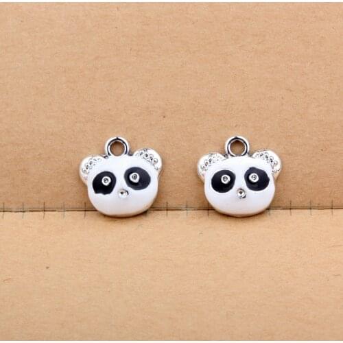 10pcs/lot Cute Enamel Black&White Bear Chinese Panda Animal Charm Metal Dangle Charms for DIY Bracelet Necklace Jewelry Findings