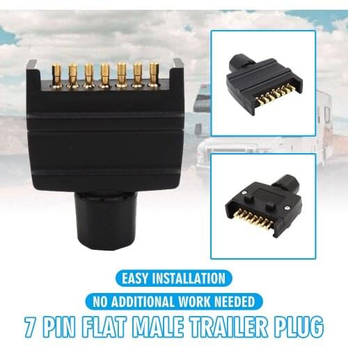 12V 7-Pin Flat Male Trailer Plug Adapter Durable Waterproof Truck Light Connector Plug For Caravan Trailer Adapters