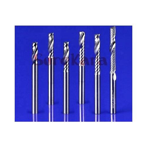 3.175* 17mm Single Flute CNC Router Bits One Flute Spiral End Mill Carbide Milling Spiral Cutter Cutting Tools For MDF