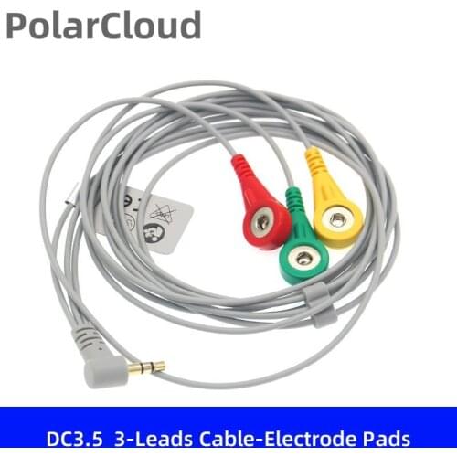 3-Lead Sensor Cable-Electrode Pads (3 connector) Accessories Electrical Headphone Plug ECG EMG EKG With Electrode Pastes