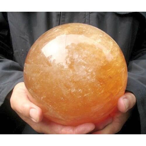 13.87lb Large nature golden calcite crystal gemstone sphere ball reiki healing