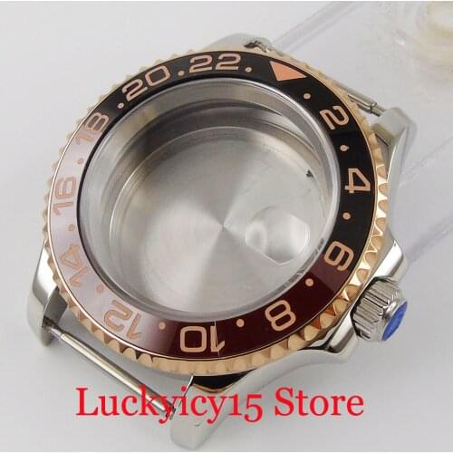 PARNIS 41mm Watch Case Sapphire Glass Bidirectional Bezel Fit ETA 2836 MIYOTA 8215 Movement