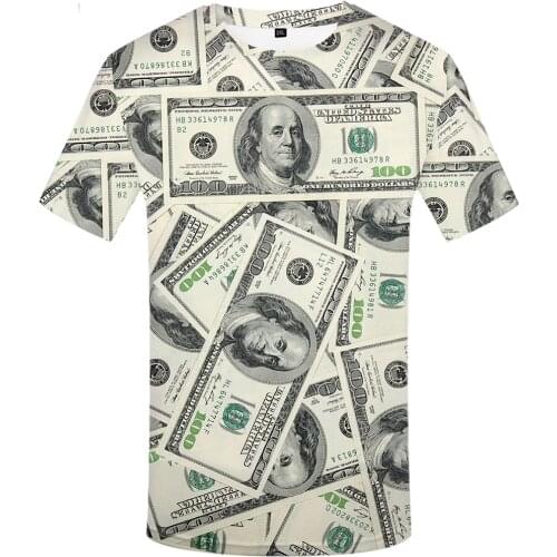 Dollar T Shirt Men Money Tshirts Gothic 3d T-shirt Funny T Shirts Hip Hop Tshirt Cool Mens Clothing 2018 New Summer Top