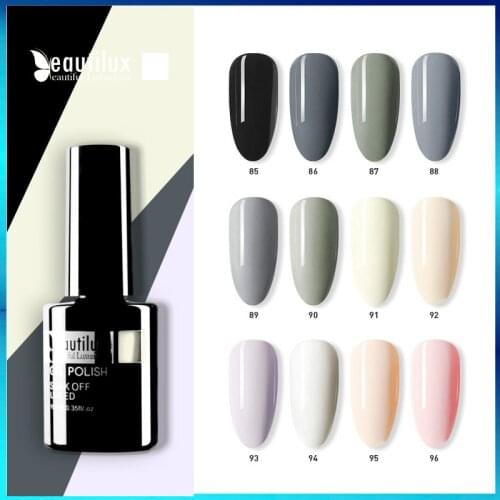 Beautilux 1pc Black Light Dark Charcoal Sage Grey Color Gel Nail Polish Soak Off Nails Gel Polish Lacquer Esmalte Smalto 10ml