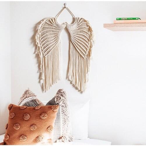 Hand Woven Pendant Angel Wing Tapestry Handmade Dream Net Home Decoration Bohemian Wall Decor For Apartment Bedroom Living Room