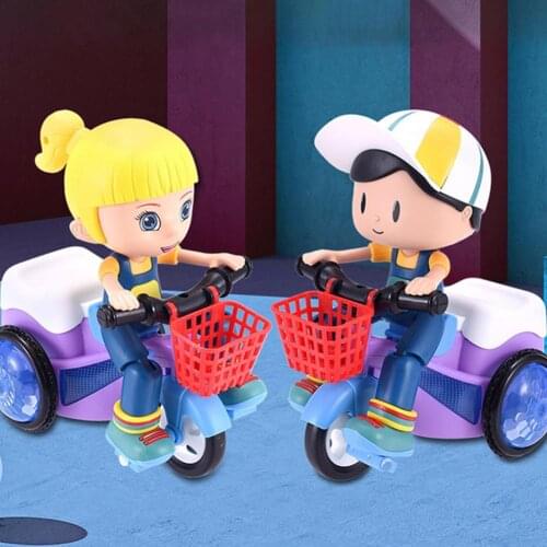 Tricycle Toy with LED Light Sound 360 Degree Rotating Durable Electric Stunt Tricycle Toy for Birthday Gift