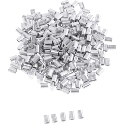 Pack 200pcs Double Barrel Aluminum Crimp Sleeves Fishing Line Tube Connectors, Crimping Loop Sleeves