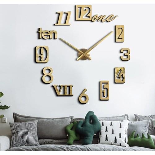 Creative 3D DIY Acrylic Digital Wall Clock Fashionable Living Room Decoration Mute Clock
