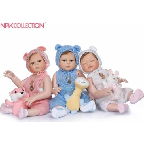 NPKCOLLECTION 48CM bebe doll reborn triplets sweet newborn baby doll hand detailed painting pinky look full body silicone