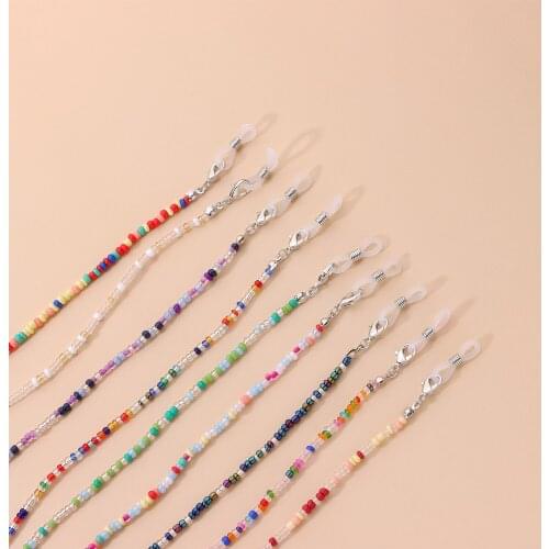 Hot selling fashion color rice beads eyeglass chain in Europe and America. 9-piece set of simple and versatile chain accessories