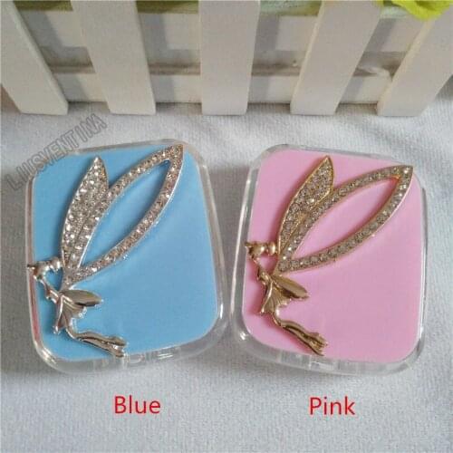 LIUSVENTINA Hand-Made DIY Cute Gold Sliver Spirit Contact Lens Case With Mirror Box Container for Color Lenses Birthday Gift