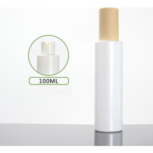 100ml frosted/green/blue/white glass bottle wooden shape lid for serum/lotion/emulsion/foundation/gel cosmetic packing