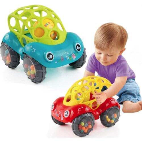 Baby Cute Toy Car Newborn Inertial Sliding Cartoon Miniature Toy Car With Colorful Balls And Bells Anti-Fall Childrens Toys