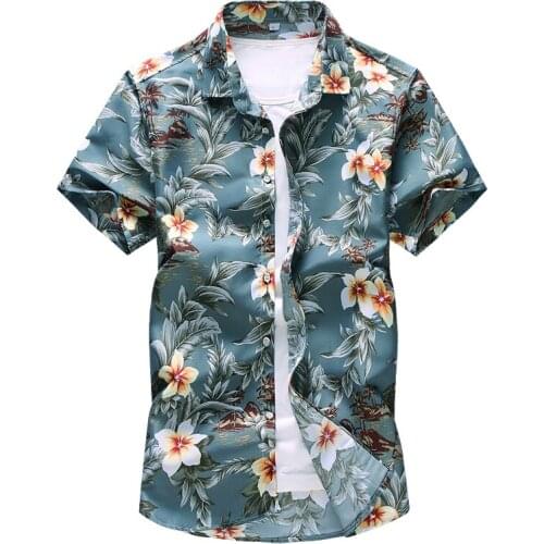 Men personality floral printed casual Short sleeve shirts camisa masculina fashion Beach Hawaiian Shirt clothing 5XL 6XL 7xl