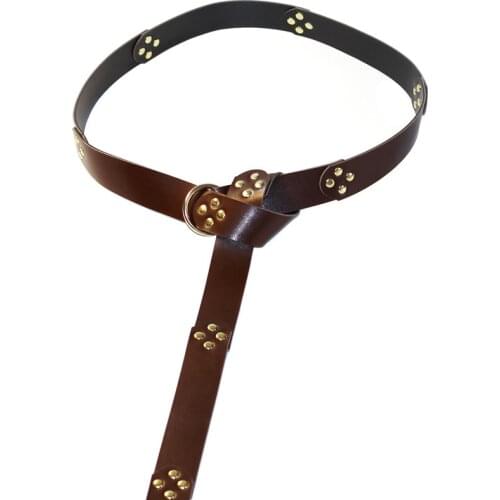 Renaissance Medieval Waist Ring Belt Costume Accessory Parts For Adult Men Viking Knight Pirate Cosplay Larp Leather Loop Buckle