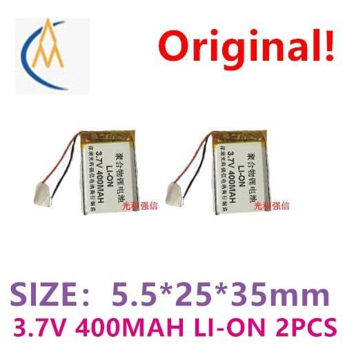 2PCS New full capacity 3.7V polymer lithium battery 552535 400mah MP3 Bluetooth audio / equipment / miniature led toy model