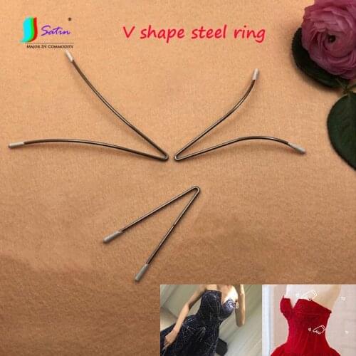 Wholesale 10PCS Women Dress Chest V Neckline Support Accessory Convex Shape V Shape Steel Ring S0518L