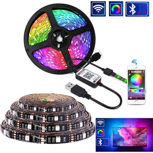 DC5V LED Strip 5050 RGB Bluetooth Control 30leds/m Ribbon Tape Flexible Light Strip TV Background Lighting 1m 2m 3m 4m 5m
