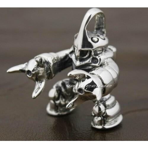925 Sterling Silver Super Robot Wars Mens Biker Rock Punk Pendant 8A027