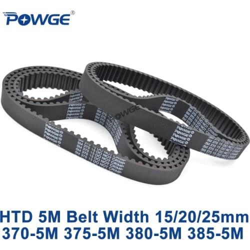 POWGE HTD 5M Timing belt C=370/375/380/385 width 15/20/25mm Teeth 74 75 76 77 HTD5M synchronous Belt 370-5M 375-5M 380-5M 385-5M