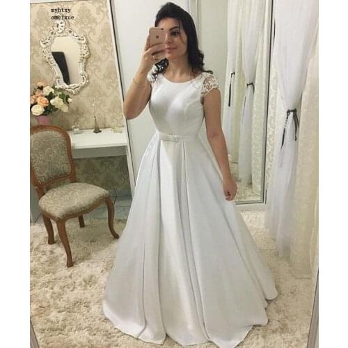 Sexy Open Back Cap Sleeve Evening Dresses 2020 Long Elegant White A-line Formal Party Dress With Belt Vestidos De Gala Cheap