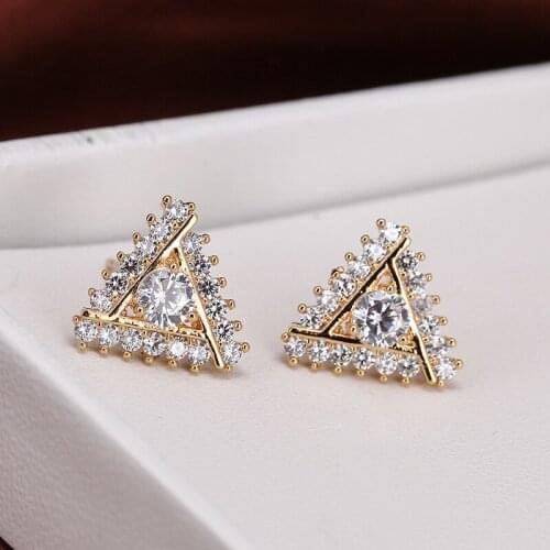 DE267 Fashion Street Snap Delicacy 4A Zircon Geometry Triangular Earrings GIRLS Gift Party WOMENS Jewelry Earrings 2021
