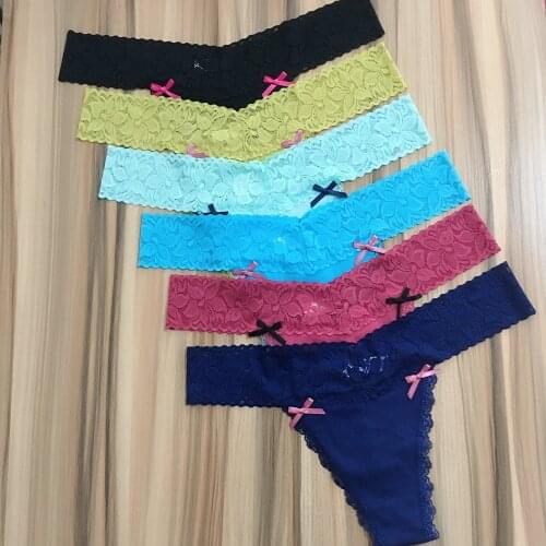 3 Pieces Cotton Panties Women G-String Sexy Lingerie Femme Low Waist Woman Thongs Lace T-back Female Underwear Solid Pantys New