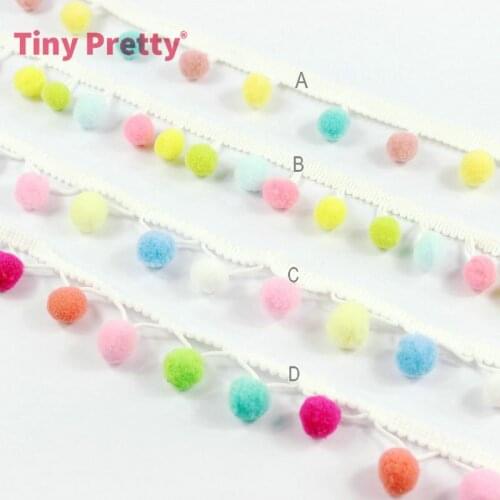 2 Yards Pastel Colors Pom Poms Ball Fringe Trims Dangle Balls Fringe Trimming for Curtain, Tablecloth, Women Dress Embellishment