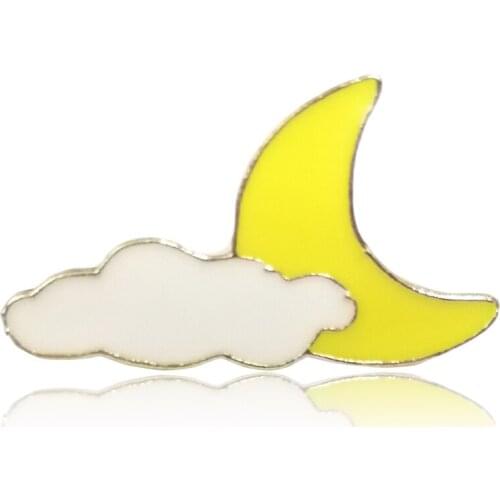 Cartoon Shirt Brooch Vintage Moon And Clouds Enamel Pins Adventure Explore Camping Badges for Women Kids Jewelry Gift