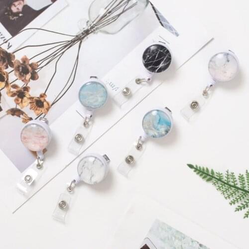 Marble Nurse Doctor Badge Reel Retractable ID Badge Holder Key Ring ID Name Card Office Supplies