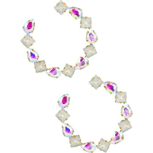 ZHINI Sexy Punk Rhinestone Large Round Earrings for Women Simple Geometry Big Earring Wedding Fashion Jewelry 2021 pendientes