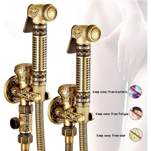 1PC Bidet Faucets Flower Carved Brass Wall Handheld Hygienic Shower Spray Head For Wash Bathroom Toilet Car Rinse Pet Airbrush