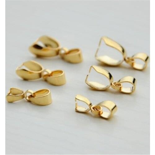 10pcs/lot 15/17/19mm Length Gold Color Stainless Steel Pendant Clasps Findings Bail Connector Pendant Clasp Necklace Clasps DIY
